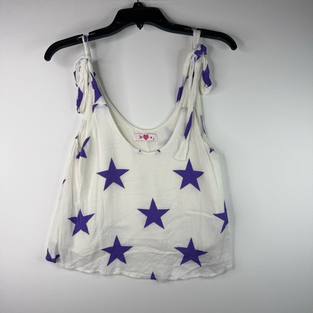 Buddy Love Small Women's Crop Tank Purple Stars - Picture 6 of 6